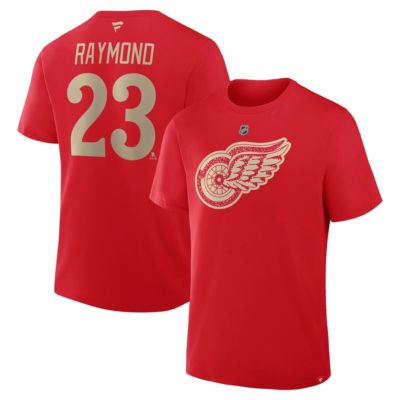 Men's NHL Fanatics Lucas Raymond Detroit Wings Authentic Stack Name & Number T-Shirt, Red, 3XL
