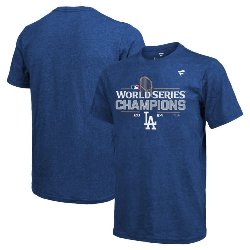 MLB Fanatics Los Angeles Dodgers 2024 World Series s Locker Room Jersey Tri-Blend T-Shirt