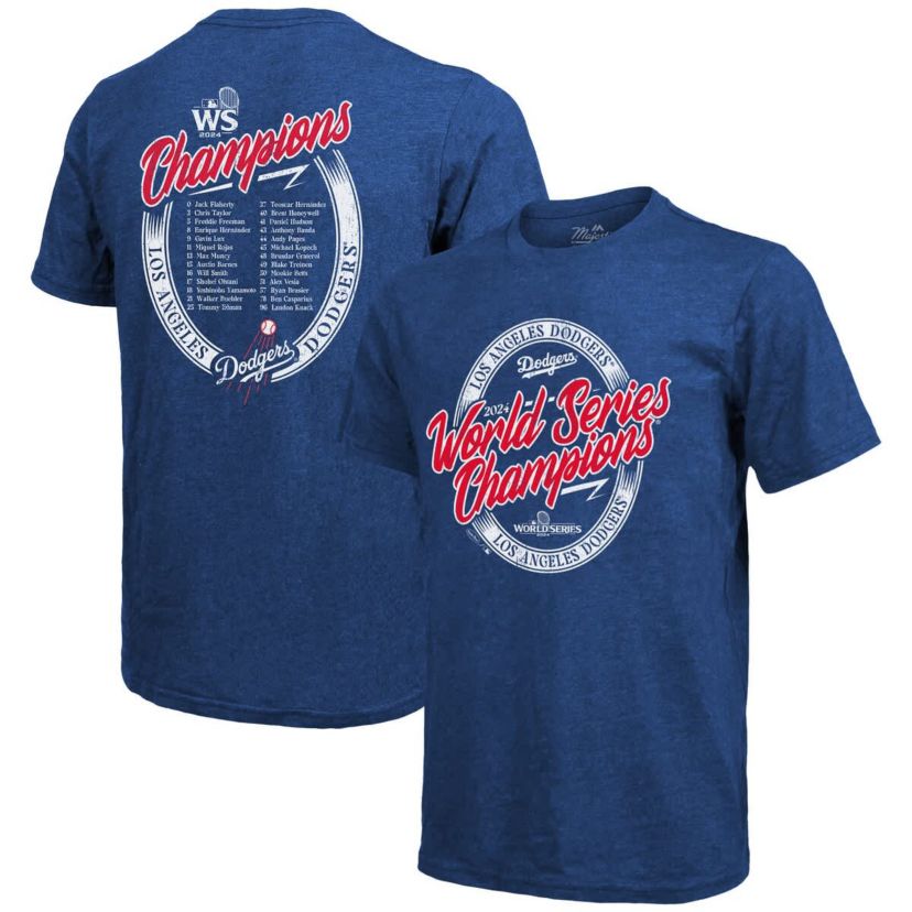 MLB Los Angeles Dodgers 2024 World Series s Tri-Blend Roster T-Shirt