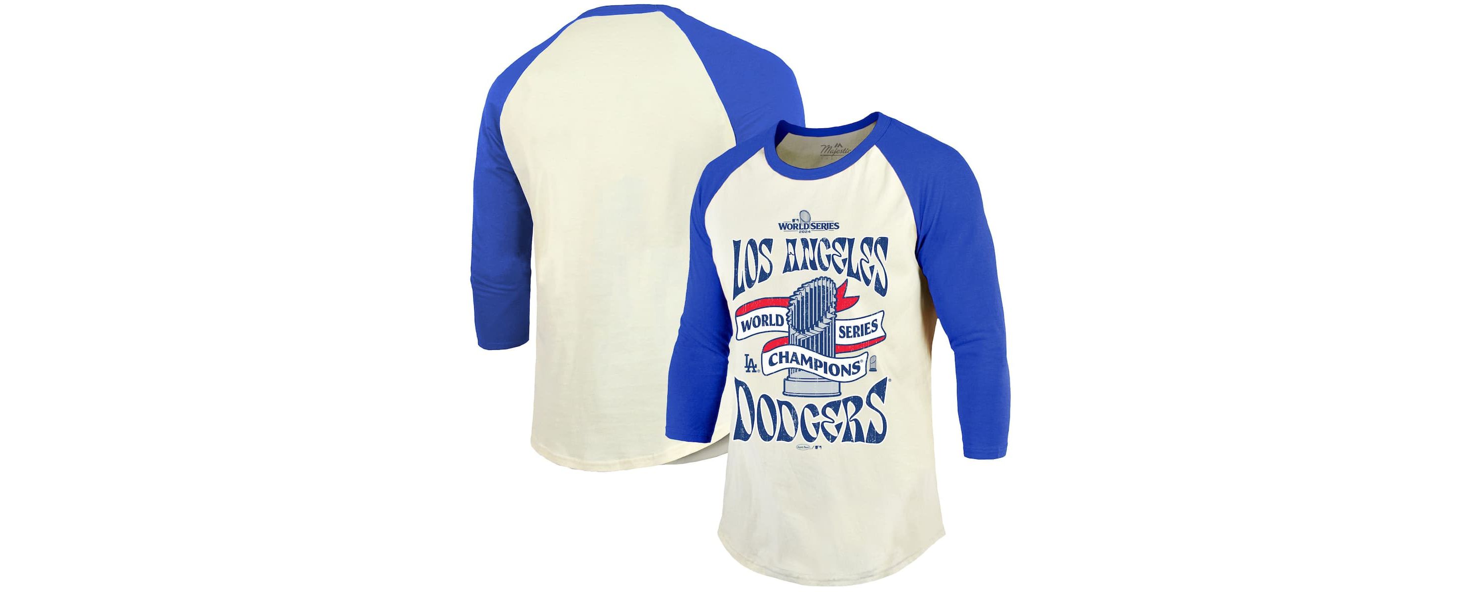 MLB Cream/Royal Los Angeles Dodgers 2024 World Series s 3/4-Sleeve Raglan Tri-Blend T-Shirt
