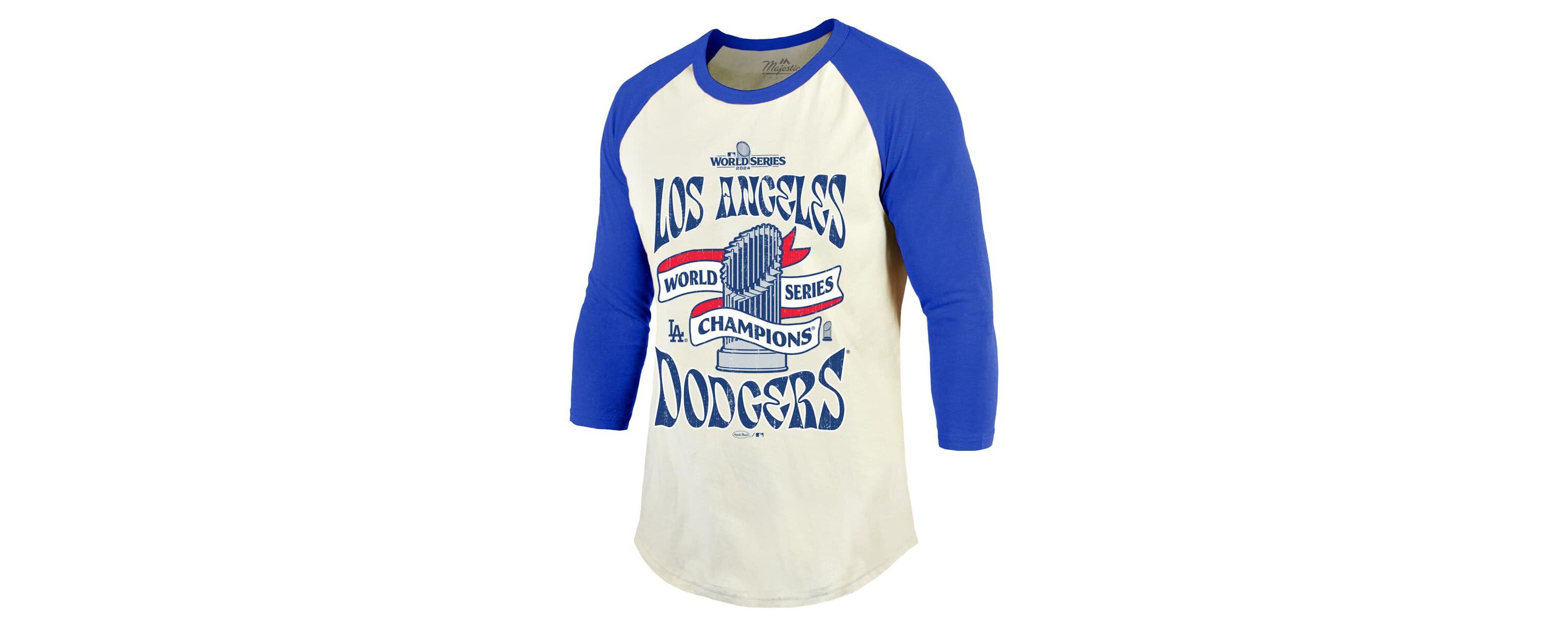 MLB Cream/Royal Los Angeles Dodgers 2024 World Series s 3/4-Sleeve Raglan Tri-Blend T-Shirt