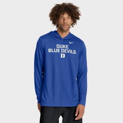 Men's Duke Blue Devils NCAA Nike Duke Devils 2025 Sideline Dri-FIT Long Sleeve Hoodie T-Shirt, XL