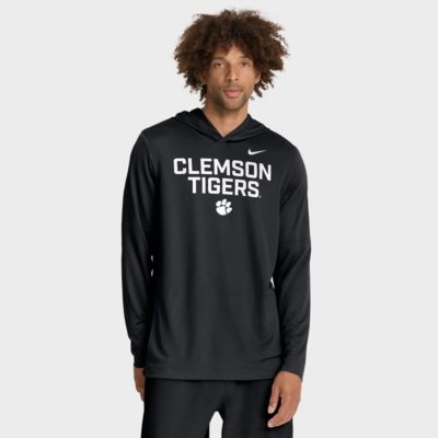 Men's NCAA Nike Clemson Tigers 2025 Sideline Dri-FIT Long Sleeve Hoodie T-Shirt, Black, 2XL