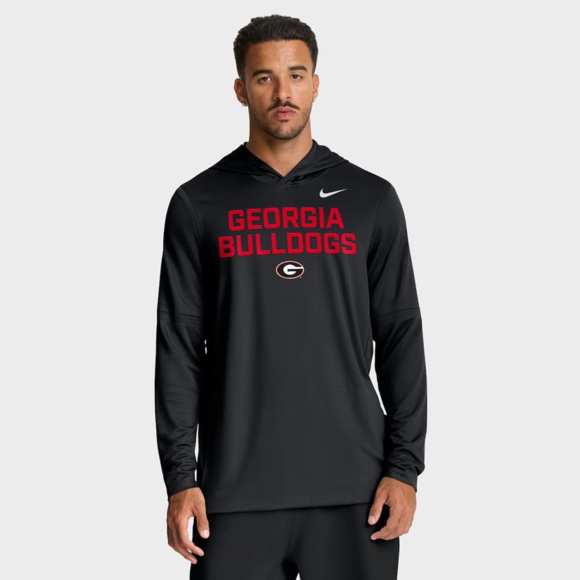 NCAA Nike Georgia Bulldogs 2025 Sideline Dri-FIT Long Sleeve Hoodie T-Shirt