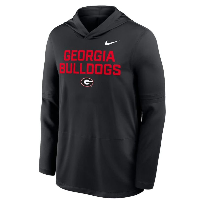 NCAA Nike Georgia Bulldogs 2025 Sideline Dri-FIT Long Sleeve Hoodie T-Shirt