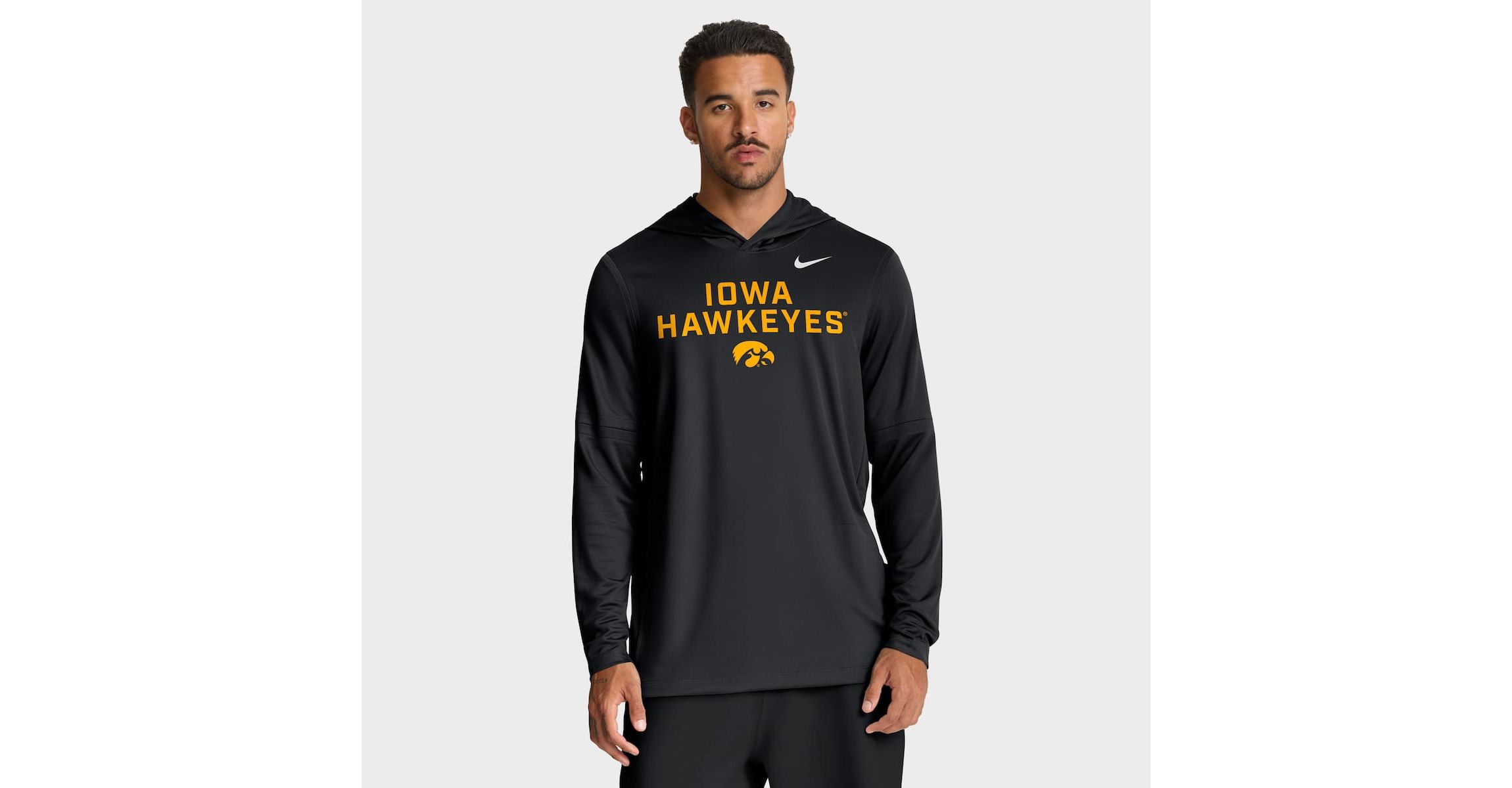 NCAA Nike Iowa Hawkeyes 2025 Sideline Dri-FIT Long Sleeve Hoodie T-Shirt