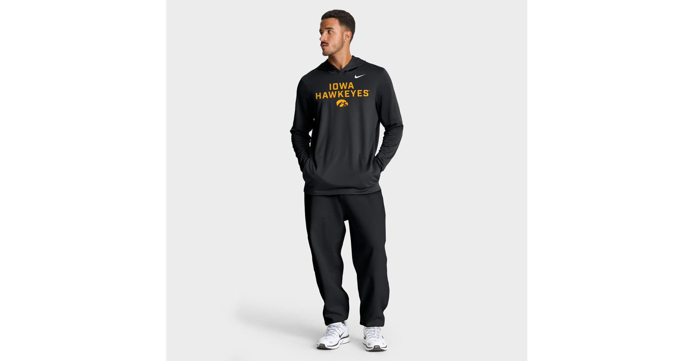NCAA Nike Iowa Hawkeyes 2025 Sideline Dri-FIT Long Sleeve Hoodie T-Shirt