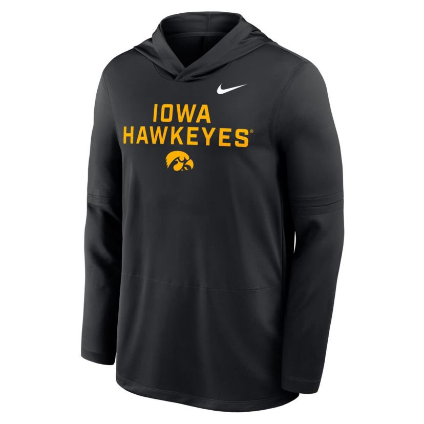 NCAA Nike Iowa Hawkeyes 2025 Sideline Dri-FIT Long Sleeve Hoodie T-Shirt