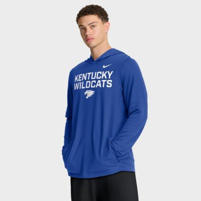 Men's NCAA Nike Kentucky Wildcats 2025 Sideline Dri-FIT Long Sleeve Hoodie T-Shirt, Large