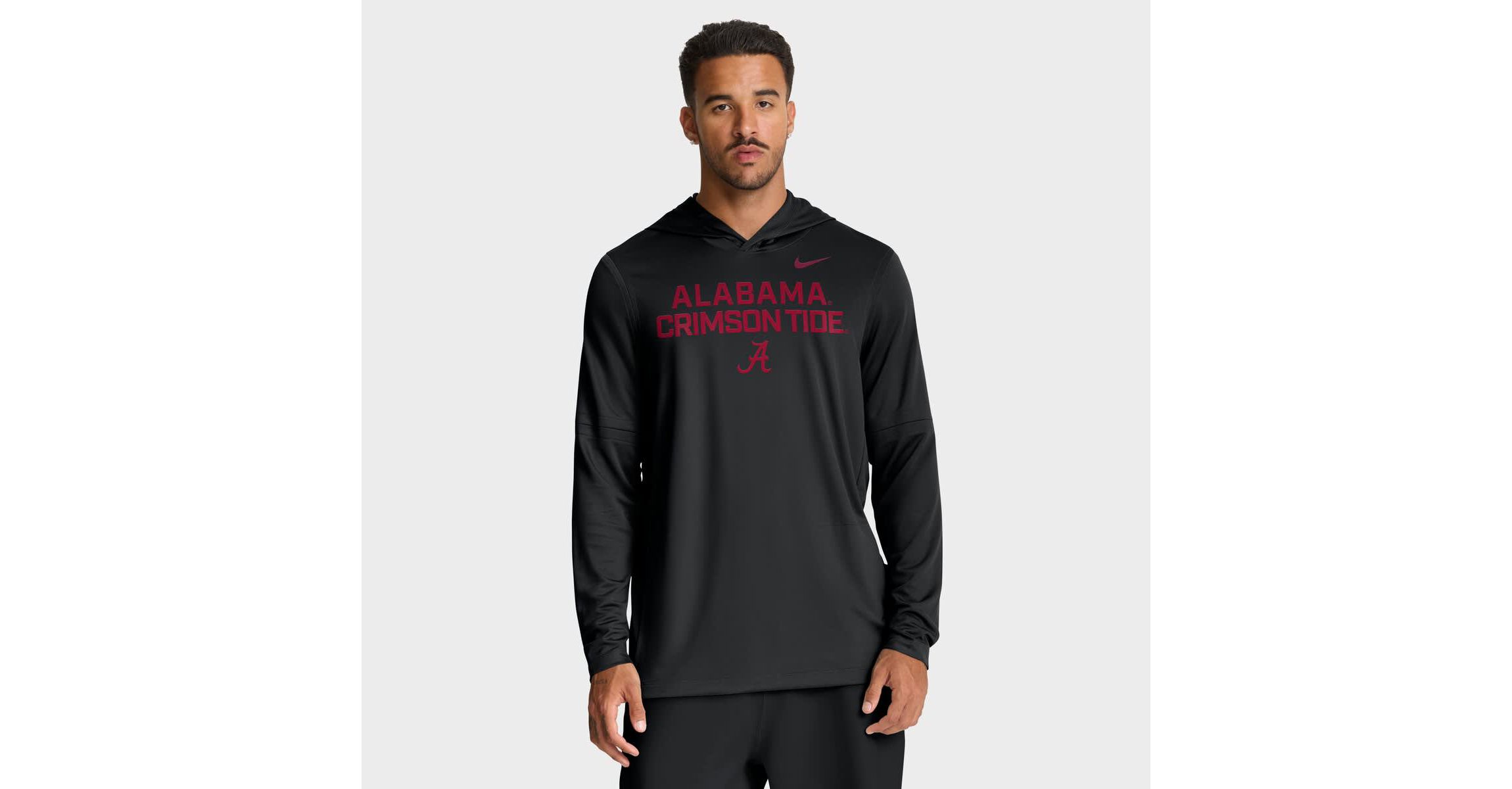 Alabama Crimson Tide NCAA Nike Alabama Tide 2025 Sideline Dri-FIT Long Sleeve Hoodie T-Shirt
