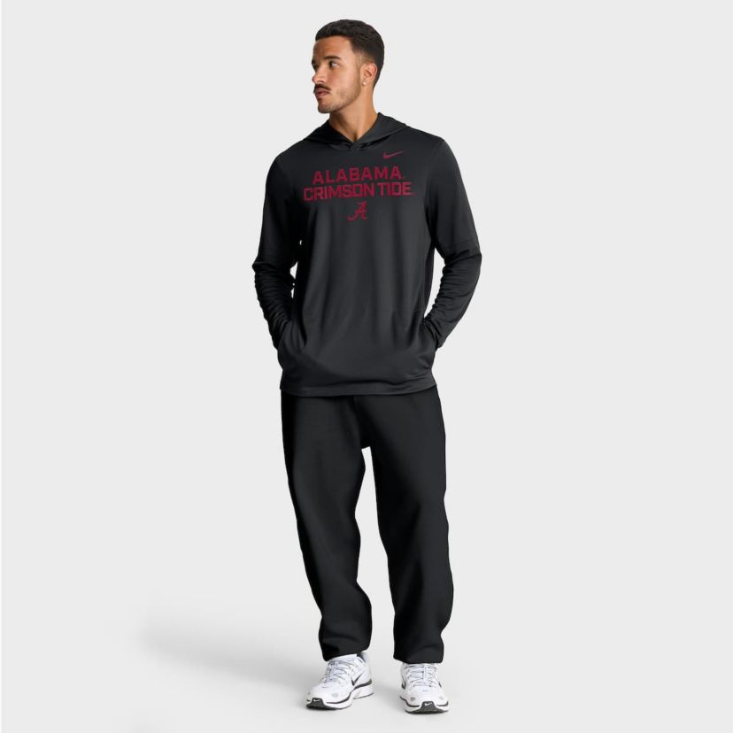 Alabama Crimson Tide NCAA Nike Alabama Tide 2025 Sideline Dri-FIT Long Sleeve Hoodie T-Shirt