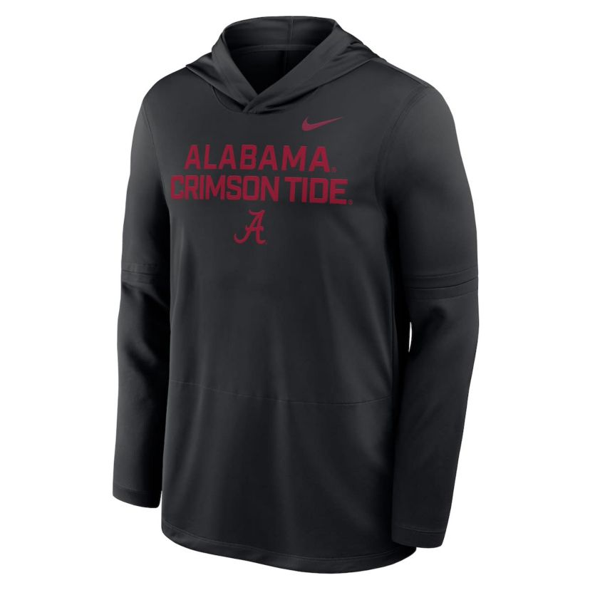 Alabama Crimson Tide NCAA Nike Alabama Tide 2025 Sideline Dri-FIT Long Sleeve Hoodie T-Shirt