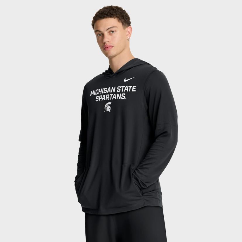 NCAA Nike Michigan State Spartans 2025 Sideline Dri-FIT Long Sleeve Hoodie T-Shirt