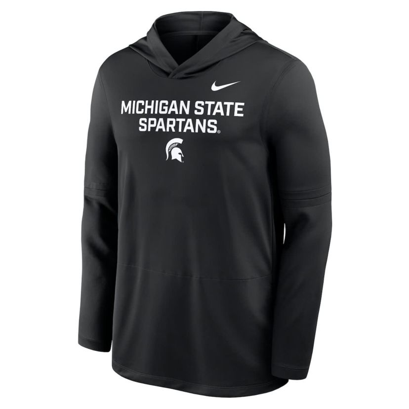 NCAA Nike Michigan State Spartans 2025 Sideline Dri-FIT Long Sleeve Hoodie T-Shirt