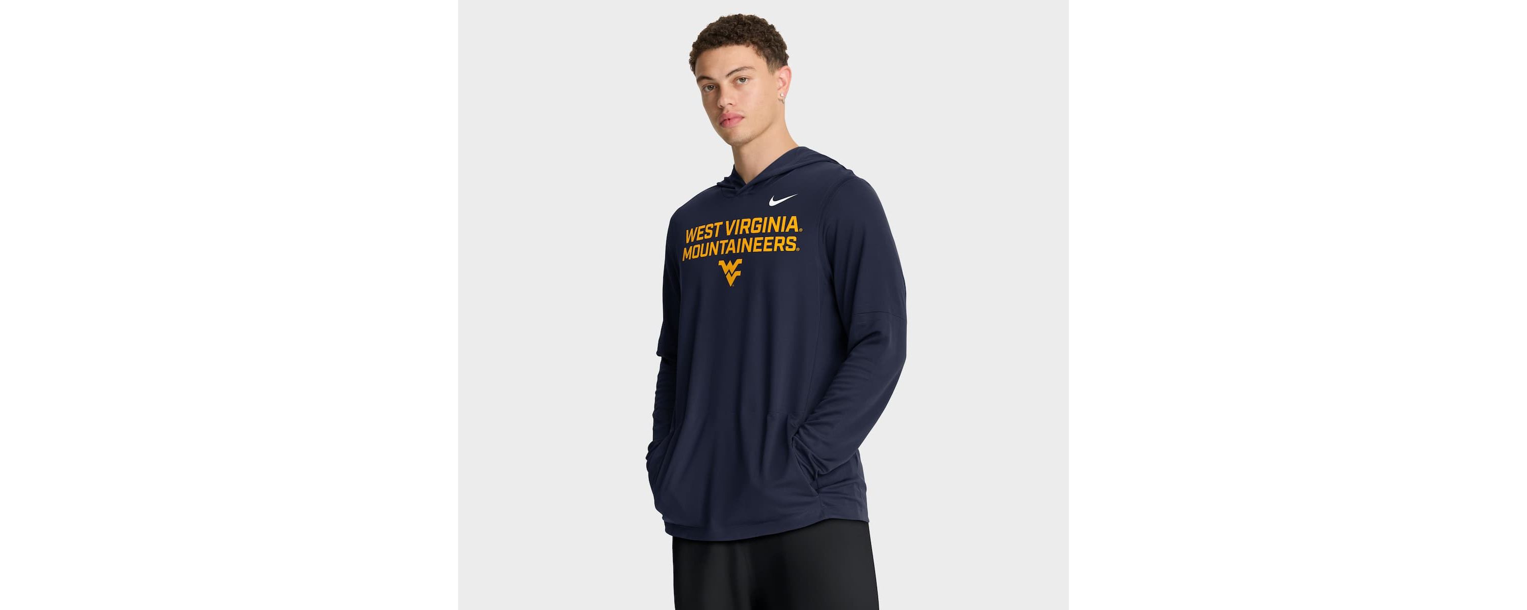 NCAA Nike West Virginia Mountaineers 2025 Sideline Dri-FIT Long Sleeve Hoodie T-Shirt