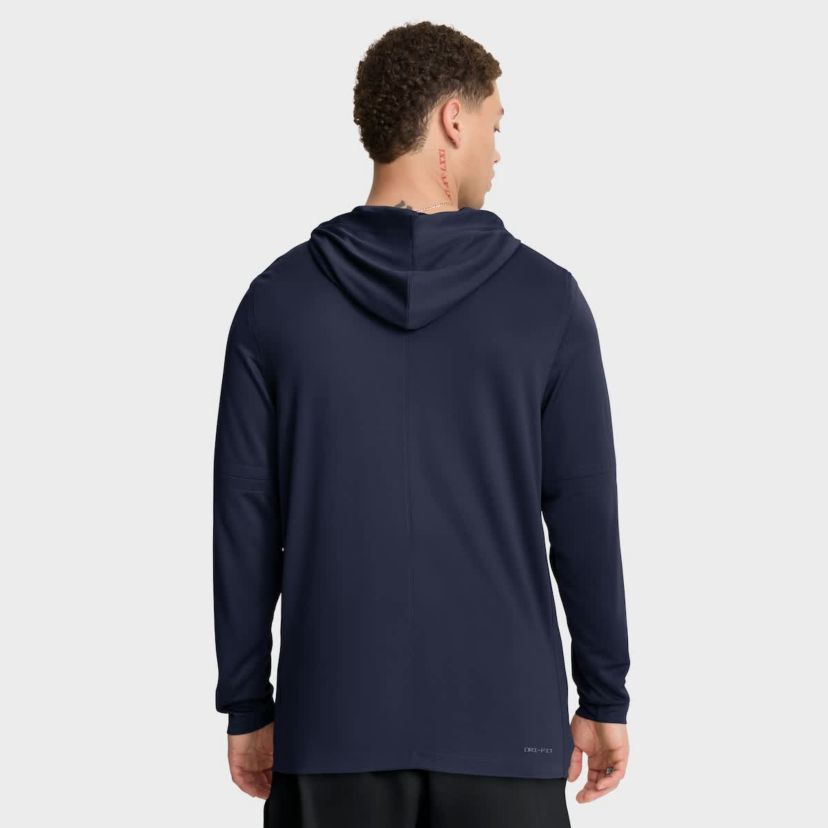 NCAA Nike West Virginia Mountaineers 2025 Sideline Dri-FIT Long Sleeve Hoodie T-Shirt