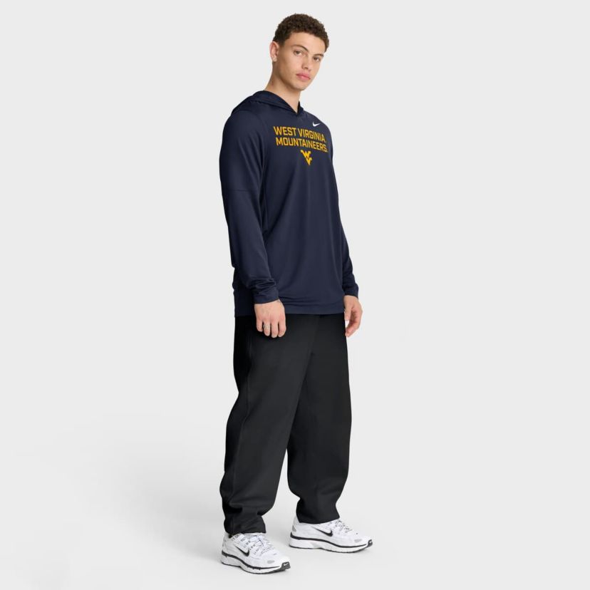 NCAA Nike West Virginia Mountaineers 2025 Sideline Dri-FIT Long Sleeve Hoodie T-Shirt