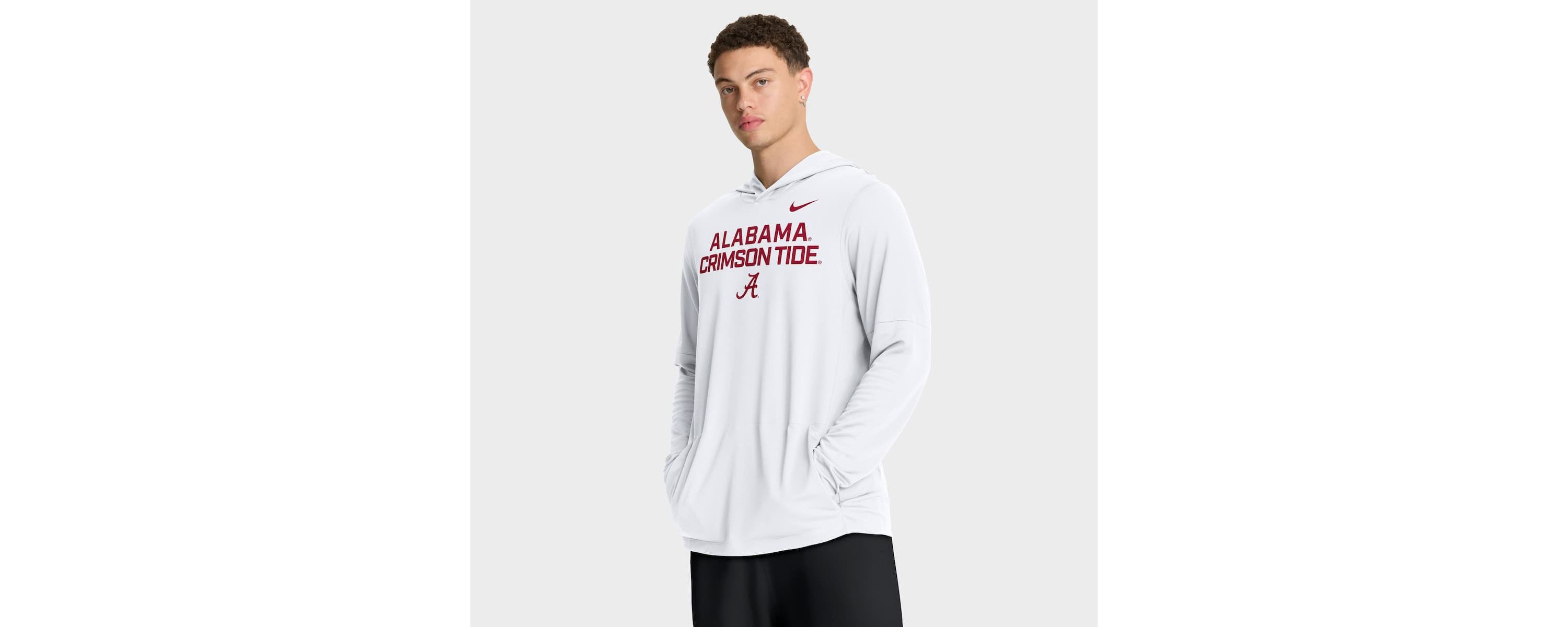 Alabama Crimson Tide NCAA Nike Alabama Tide 2025 Sideline Dri-FIT Long Sleeve Hoodie T-Shirt