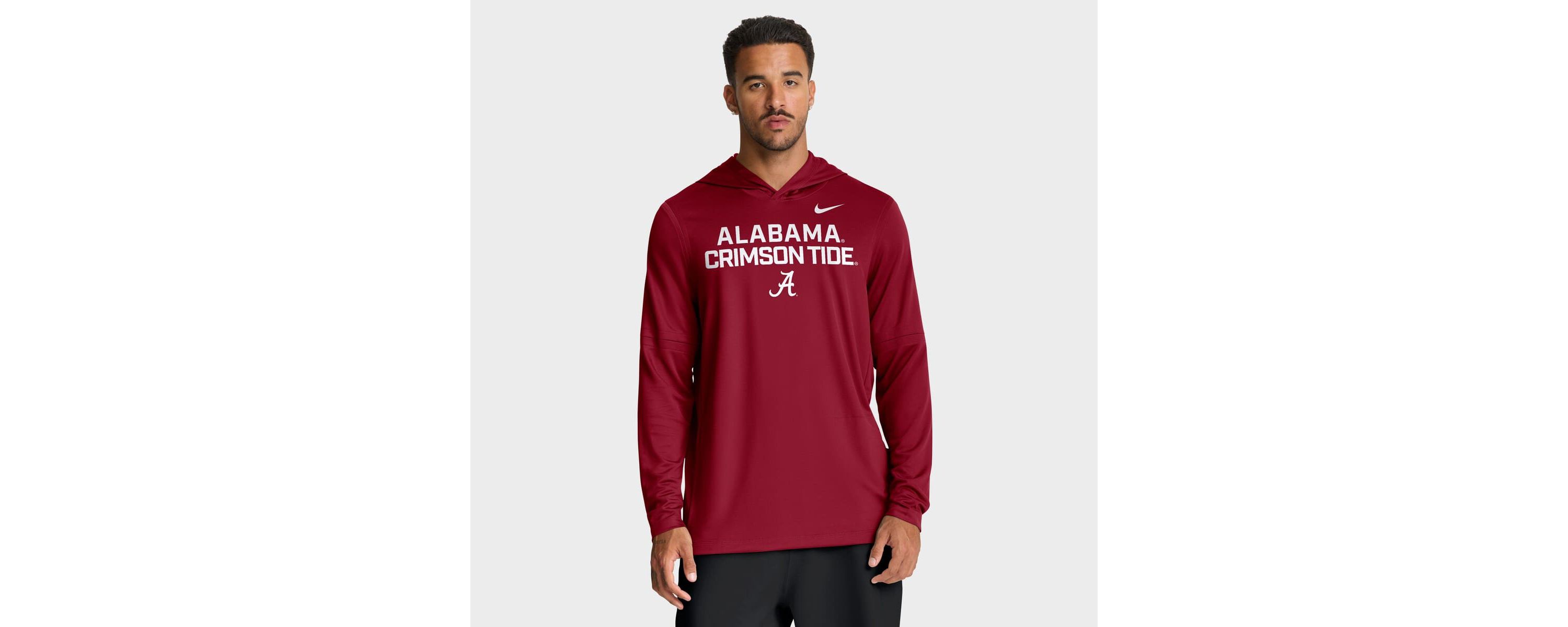 Alabama Crimson Tide NCAA Nike Alabama Tide 2025 Sideline Dri-FIT Long Sleeve Hoodie T-Shirt
