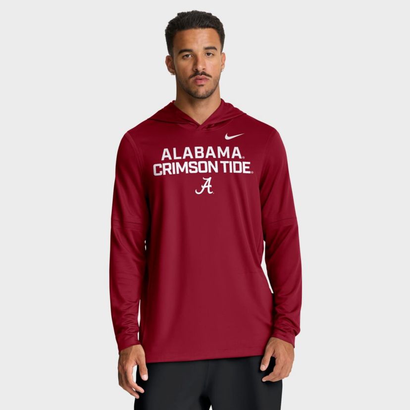 Alabama Crimson Tide NCAA Nike Alabama Tide 2025 Sideline Dri-FIT Long Sleeve Hoodie T-Shirt