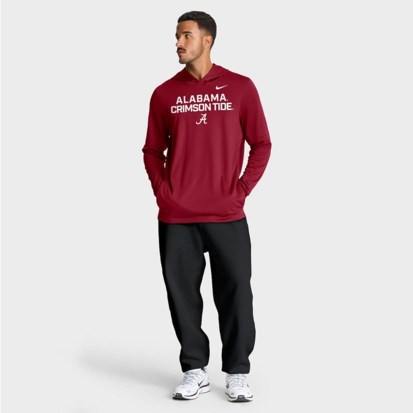 Alabama Crimson Tide NCAA Nike Alabama Tide 2025 Sideline Dri-FIT Long Sleeve Hoodie T-Shirt