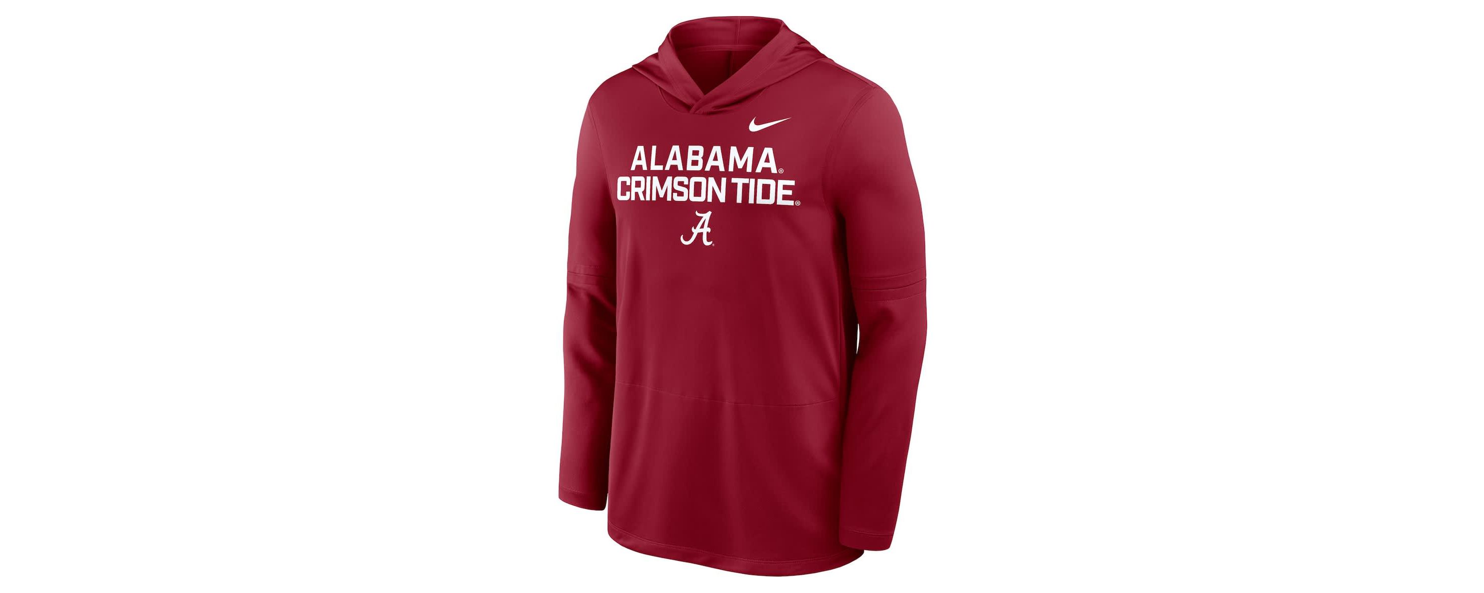 Alabama Crimson Tide NCAA Nike Alabama Tide 2025 Sideline Dri-FIT Long Sleeve Hoodie T-Shirt