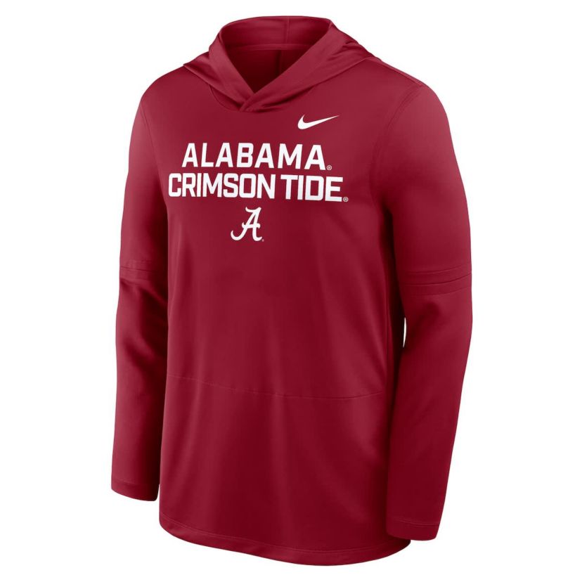 Alabama Crimson Tide NCAA Nike Alabama Tide 2025 Sideline Dri-FIT Long Sleeve Hoodie T-Shirt