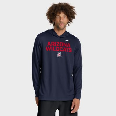 Men's NCAA Nike Arizona Wildcats 2025 Sideline Dri-FIT Long Sleeve Hoodie T-Shirt, Navy Blue, 2XL