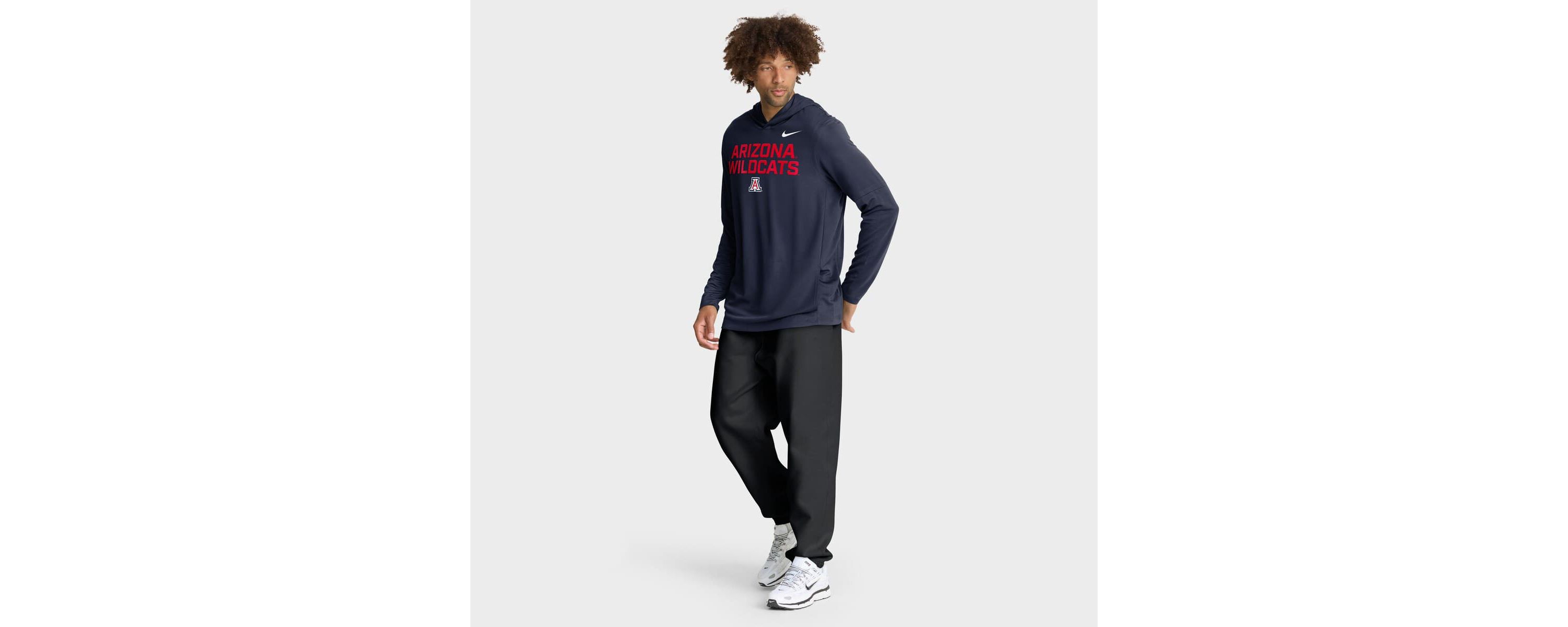 NCAA Nike Arizona Wildcats 2025 Sideline Dri-FIT Long Sleeve Hoodie T-Shirt