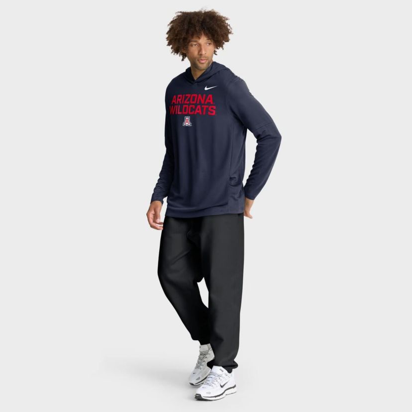 NCAA Nike Arizona Wildcats 2025 Sideline Dri-FIT Long Sleeve Hoodie T-Shirt