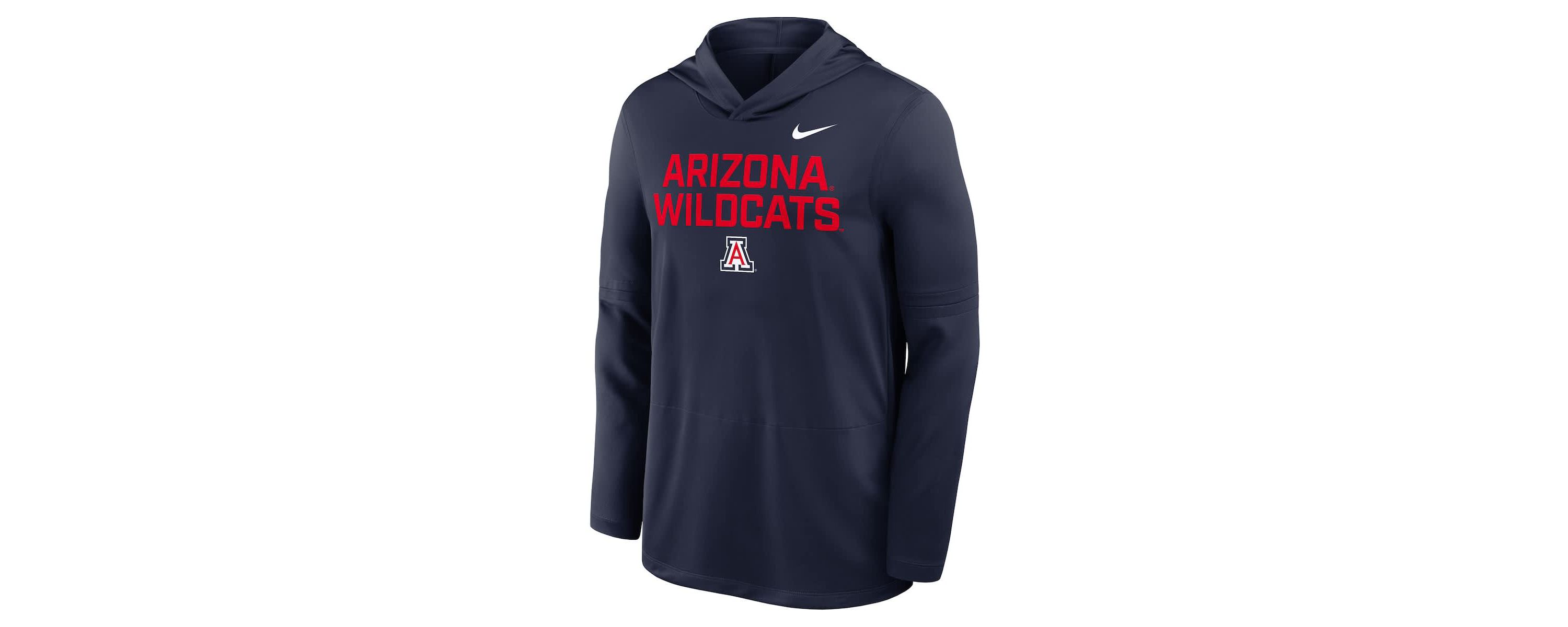 NCAA Nike Arizona Wildcats 2025 Sideline Dri-FIT Long Sleeve Hoodie T-Shirt