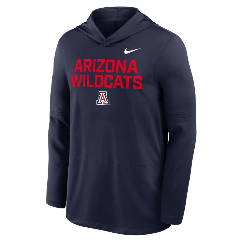 NCAA Nike Arizona Wildcats 2025 Sideline Dri-FIT Long Sleeve Hoodie T-Shirt