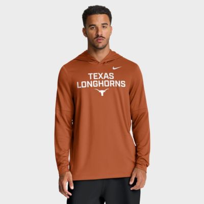Men's NCAA Nike Texas Texas Longhorns 2025 Sideline Dri-FIT Long Sleeve Hoodie T-Shirt, Orange, Medium