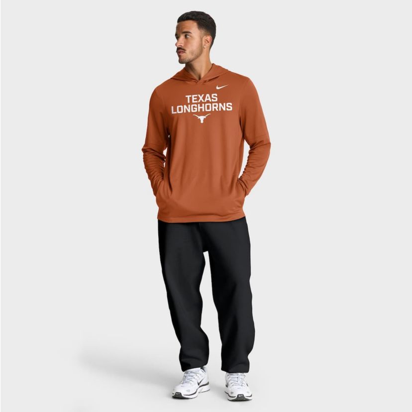NCAA Nike Texas Texas Longhorns 2025 Sideline Dri-FIT Long Sleeve Hoodie T-Shirt