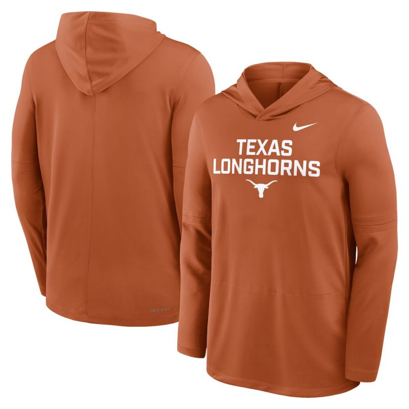 NCAA Nike Texas Texas Longhorns 2025 Sideline Dri-FIT Long Sleeve Hoodie T-Shirt