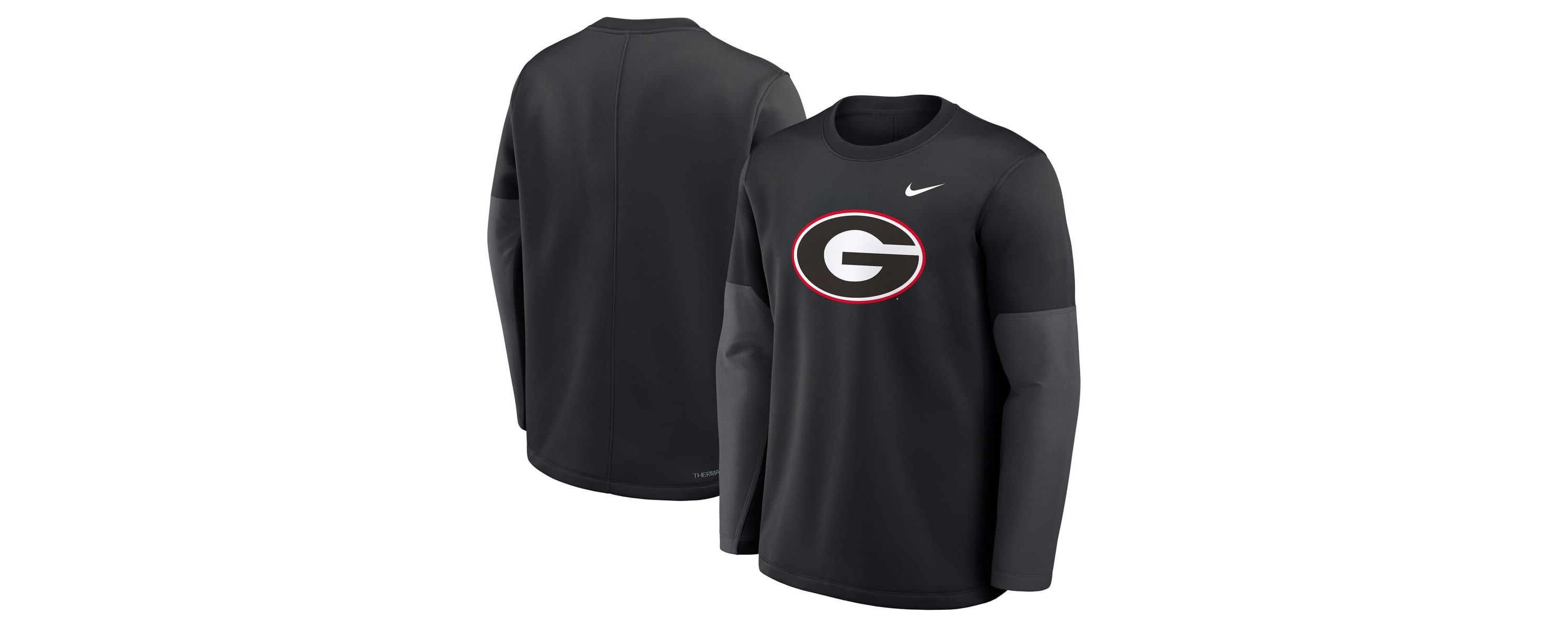 NCAA Nike Georgia Bulldogs 2025 Sideline Coach Therma-FIT Long Sleeve T-Shirt