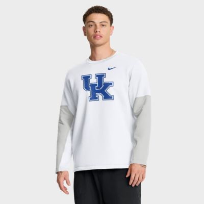Men's NCAA Nike Kentucky Wildcats 2025 Sideline Coach Therma-FIT Long Sleeve T-Shirt, White, 2XL