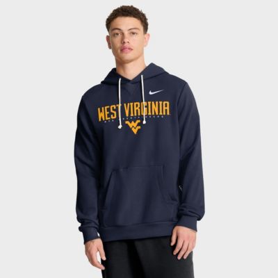 Men's NCAA Nike West Virginia Mountaineers 2025 Sideline Standard Issue Dri-FIT Hoodie, Navy Blue, Medium