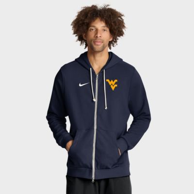 Men's NCAA Nike West Virginia Mountaineers 2025 Sideline Standard Issue Dri-FIT Full-Zip Hoodie, Navy Blue, 3XL