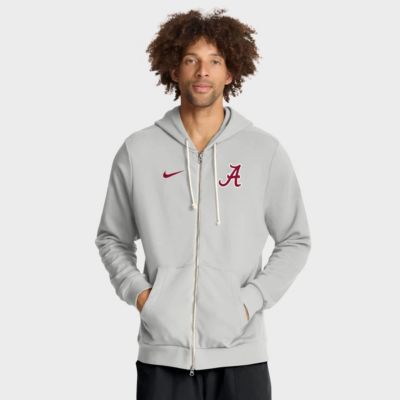 Men's Alabama Crimson Tide NCAA Nike Alabama Tide 2025 Sideline Standard Issue Dri-FIT Full-Zip Hoodie, Gray, 3XL