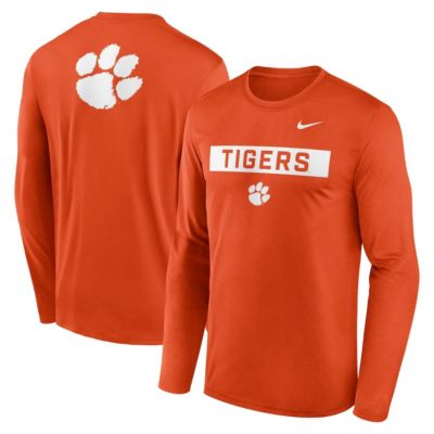 Men's NCAA Nike Clemson Tigers Primetime Campus 2-Hit Legend Dri-FIT Long Sleeve T-Shirt, Orange, XL