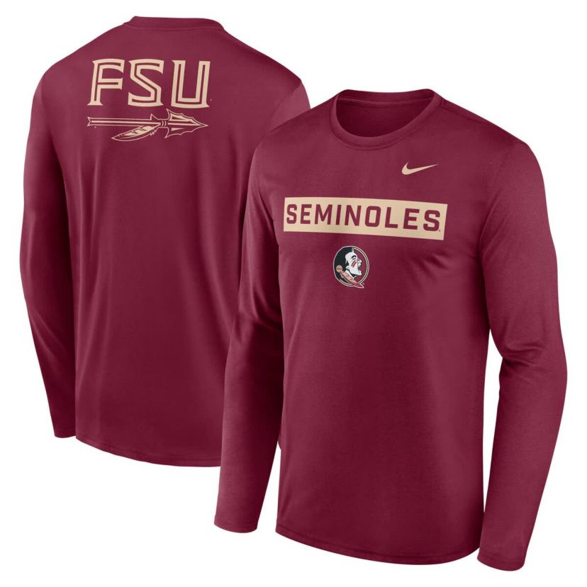 NCAA Nike Florida State Seminoles Primetime Campus 2-Hit Legend Dri-FIT Long Sleeve T-Shirt