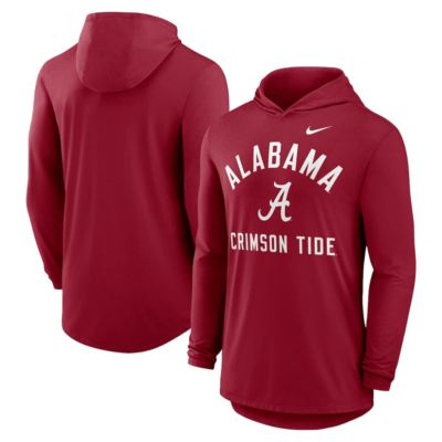 Men's Alabama Crimson Tide NCAA Nike Alabama Tide Classic Arch Tri-Blend Dri-FIT Long Sleeve Hoodie T-Shirt, XL