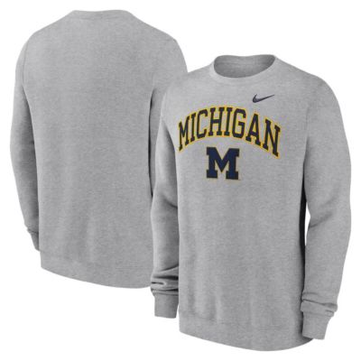 Men's NCAA Nike Michigan Wolverines Arch Pullover Sweatshirt, Gray, 2XL