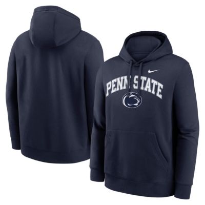 Men's NCAA Nike Penn State Nittany Lions Club Fleece Arch Pullover Hoodie, Navy Blue, 2XL