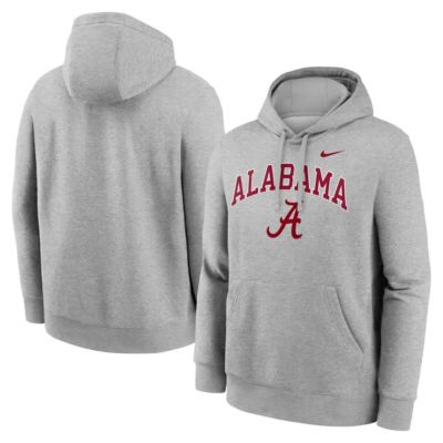 Men's Alabama Crimson Tide NCAA Nike Alabama Tide Club Fleece Arch Pullover Hoodie, Gray, 2XL