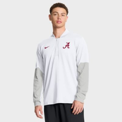 Men's Alabama Crimson Tide NCAA Nike Alabama Tide One Goal Performance Half-Zip Pullover, White, 3XL