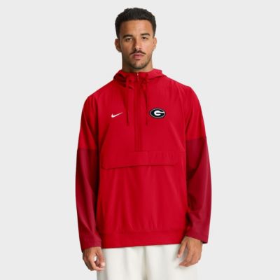 Men's NCAA Nike Georgia Bulldogs Anorak Half-Zip Hoodie Jacket, Red, 2XL