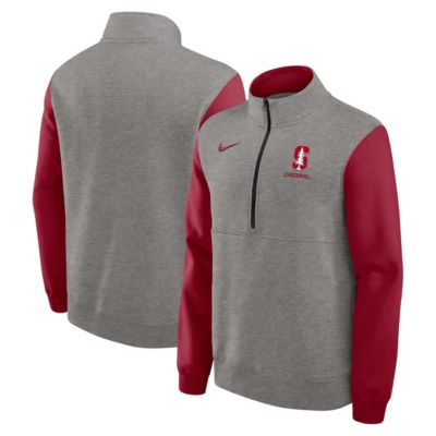Men's Stanford Cardinal NCAA Nike Stanford Club Fleece Half-Zip Pullover, Gray, 2XL
