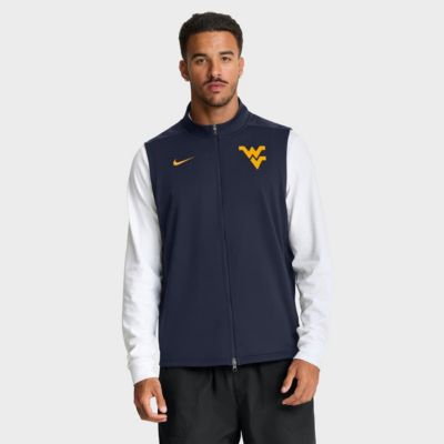 Men's NCAA Nike West Virginia Mountaineers Primetime Victory Performance Full-Zip Vest, Navy Blue, XL